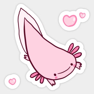 Cute happy axolotl with hearts Sticker